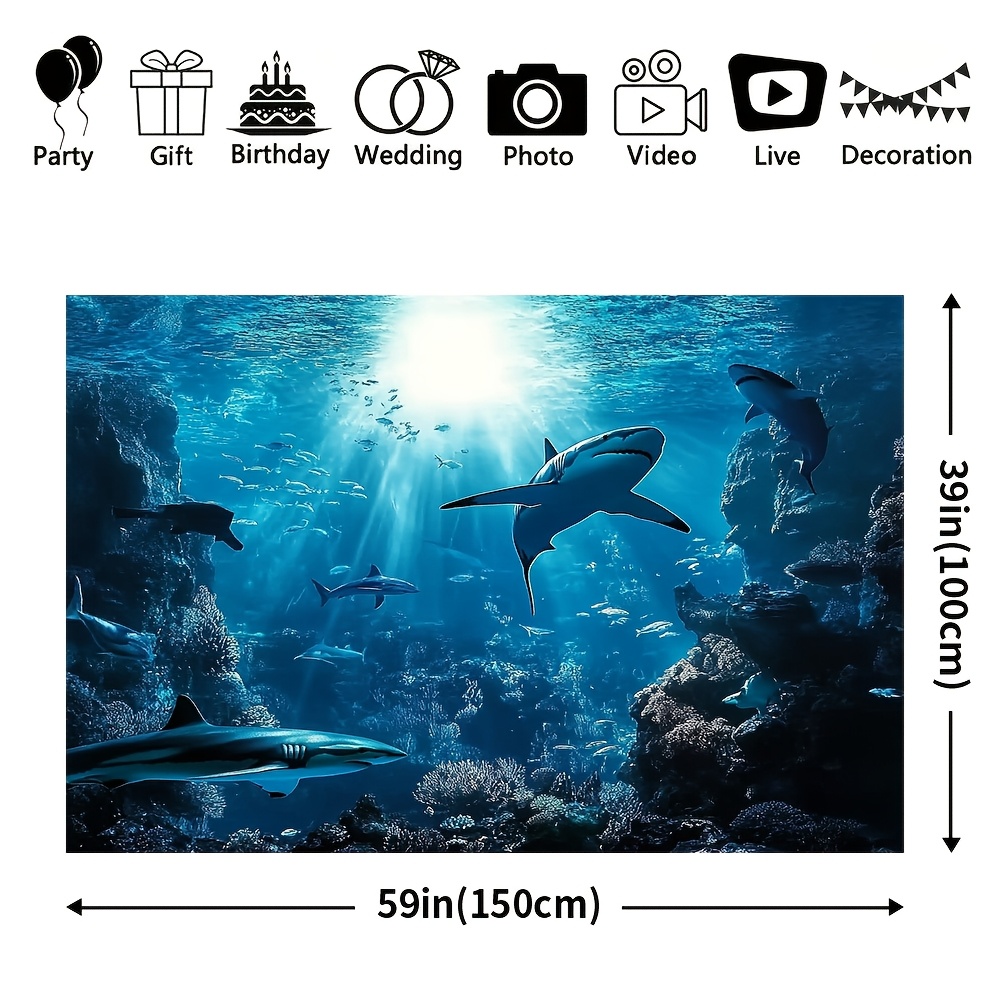 Majestic Deep Sea Shark Wall T - Aquarium Blue Marine 评论和价格