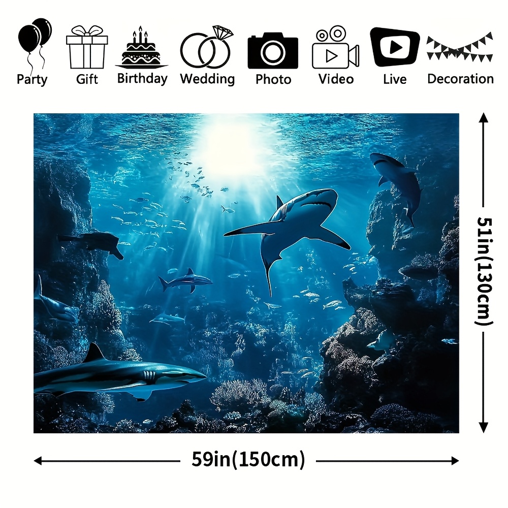 Majestic Deep Sea Shark Wall T - Aquarium Blue Marine 评论和价格