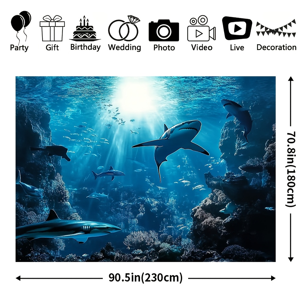 Majestic Deep Sea Shark Wall T - Aquarium Blue Marine 评论和价格